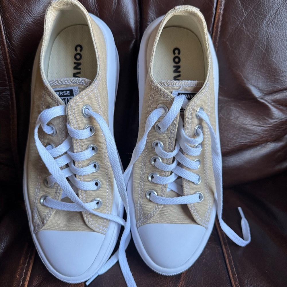 Converse Tan Canvas Sneakers with White Soles